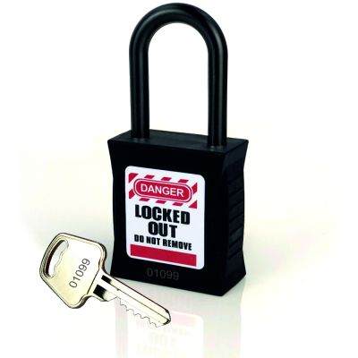 Custom Non Conductive Safety Padlock Black Custom Non Conductive Safety Padlock Black